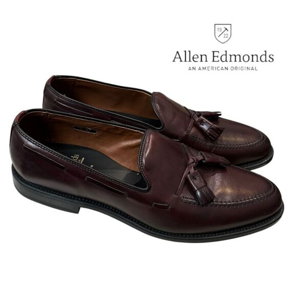 New Allen Edmonds Grayson Merlot Leather Slip-on Tassel Dress Shoes Loafers 10 main image 3